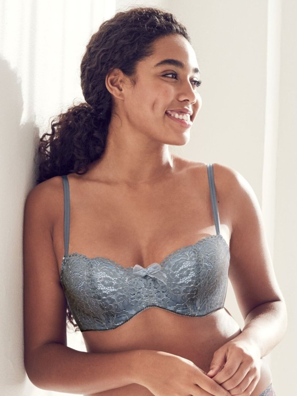 B.tempt'd by Wacoal 953144 Ciao Bella Balconette Bra Lace Light Blue 38D NEW